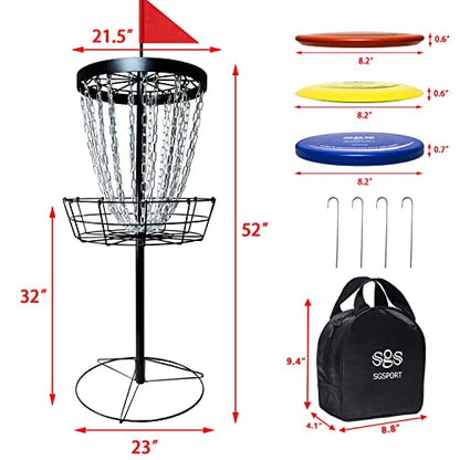 Disc Golf Basket - Portable Disc Golf Target with Heavy Duty 24-Chains Come with 6pcs Disc Golf Discs and Carry Bag, Ground Stake -Suitable for Players of All Levels - Multi Color Available - style: Plus-Black- 6 PCS
