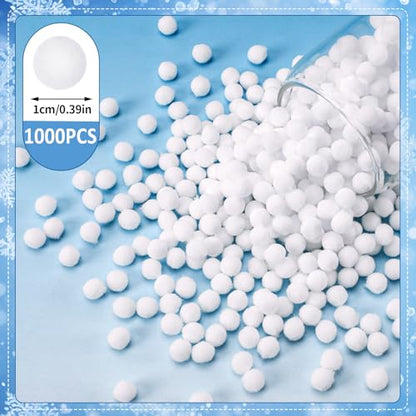 SEPGLITTER 1000Pcs Christmas White Pom Poms for Crafts Winter Puff Pompoms | 1cm Mini Size, White Puff Balls, DIY Crafts Making, Handmade Projects, Easter Party Supplies Decorations - style: White Style