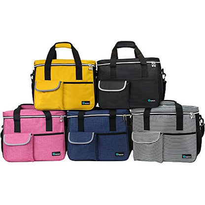 PetAmi Dog Travel Bag Organizer, Pet Travel Kit with 2 Food Containers & 2 Collapsible Dog Bowls, Pet Supplies Tote with Luggage Sleeve, Weekend Road Trip Camping Essentials, Black, Medium - color: Black, size: Medium - 14.5"L x 8"W x 12.0"H