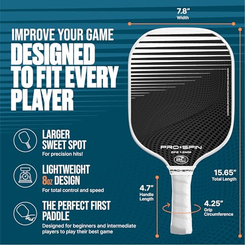 PRO-SPIN Carbon Fiber Pickleball Paddles Set of 2 | Lightweight Pickleball Set with Indoor/Outdoor Balls and Bag – Durable Pickle Ball Paddle Gift for Men, Women & Families - color: 2-Player Set | White