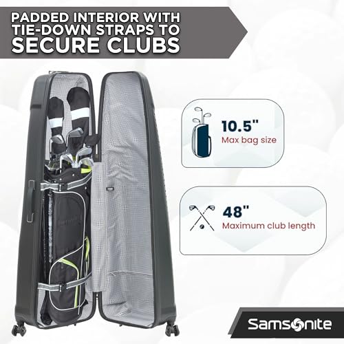 Samsonite Tour Pro Golf Hard Case Travel Bag | Lightweight, Durable ABS Shell, 360 Degree Multi-Directional Shark Wheels - color: Carbon Matrix