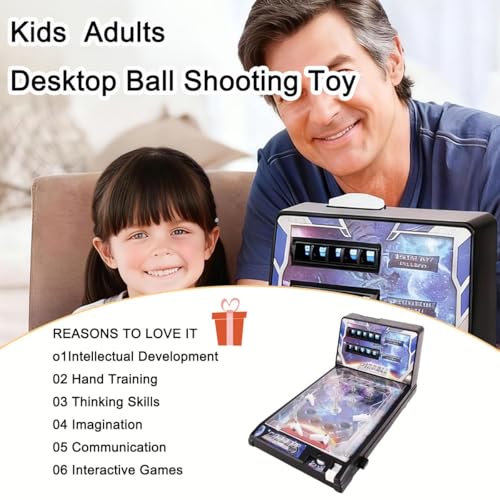 Pinball Machine Kit for Christmas, Tabletop Arcade Electronic Game, Desktop Mini Pinball Shooting Toy, Classic Retro Electronic Pinball Gifts for Boys Girls