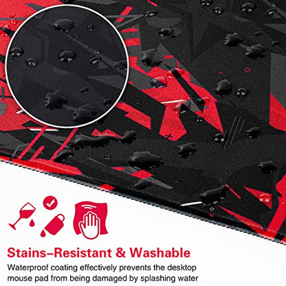 Canjoy Gaming Mouse Pad 31.5x15.8inch Extended XXL Large Mouse Pad Big Computer Keyboard Mouse Mat Desk Pad with Non-Slip & Rubber Base & Stitched Edge - color: Black Red