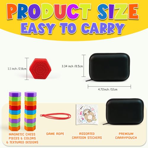 TiTiC Magnet Game Chess Set with String & Colorful Silicone Stones, Figet Sensory Stones Magnetic Chess Game for Family Games Night & Travel & Camping, Puzzle Strategy Games