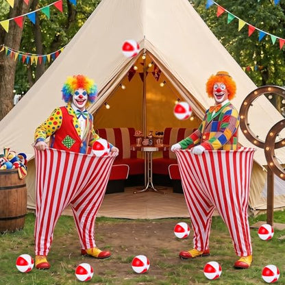 22 Pcs Granny Pants Yard Game Giant Carnival Games Set with Red and White Bouncy Balls & Air Pumps Funny Outdoor Indoor Lawn Party Games for Adults Family Backyard Festival Activities