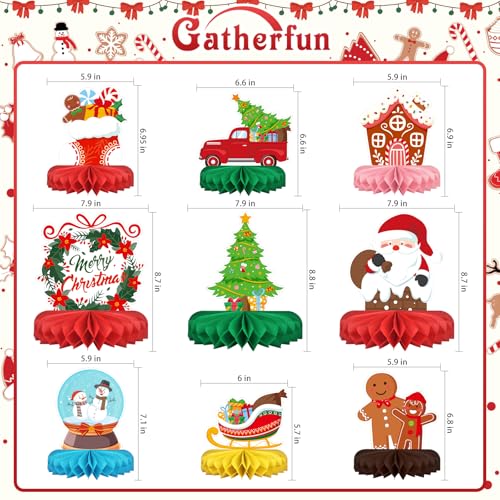 Merry Christmas Party Decorations Bundle - Includes Festive Christmas Honeycomb Centerpieces ，Santa Claus Snowman Table Toppers, Perfect for Classroom Decor, Christmas & Winter Birthday Party Supplies - style: Christmas