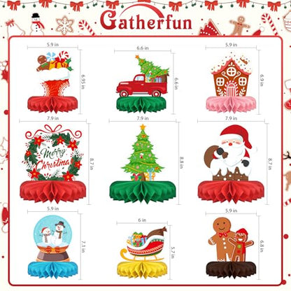 Merry Christmas Party Decorations Bundle - Includes Festive Christmas Honeycomb Centerpieces ，Santa Claus Snowman Table Toppers, Perfect for Classroom Decor, Christmas & Winter Birthday Party Supplies - style: Christmas