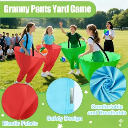 2PC Granny Pants Yard Game,Grandma Pants Family Party Outdoor Game,Equipped with Inflatable Balloons and Bicycle Pumps,Suitable for Outdoor Activities Such as Birthdays and Family Parties (Red+Blue)
