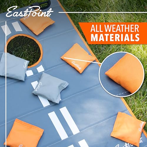 EastPoint Ultra-Portable Cornhole Board Set - 2x3 ft Boards, 8 Bags, Carry Bag - Quick Setup Travel Cornhole Set - All-Weather Durability for Camping Games - Foldable Sack Toss for Backyard Games