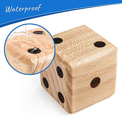 Giant Wooden Yard Dice – Splinter-Free and Crack-Proof Wood – Jumbo Size with Collapsible Bucket - 2 Dry Erase Score Cards - Indoor/Outdoor - Play Many Games – Fun and Engaging Game Time – Ideal Gift