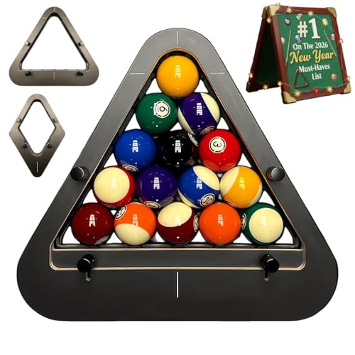 Professional Billiard Rack System - Heavy Duty Solid Wood Triangle/Diamond Pool Ball Racks for 8-Ball/9-Ball, Eliminates Gaps, Essential Billiards Accessories - color: 8-ball