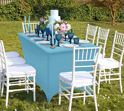 Utopia Kitchen Spandex Tablecloth 2 Pack [6FT, Blue Mist] Tight, Fitted, Washable and Wrinkle Resistant Stretch Rectangular Patio Table Cover for Event, Wedding, Banquet & Parties [72Lx30Wx30H Inch] - color: Blue Mist, size: 6 Feet - 2 Pack