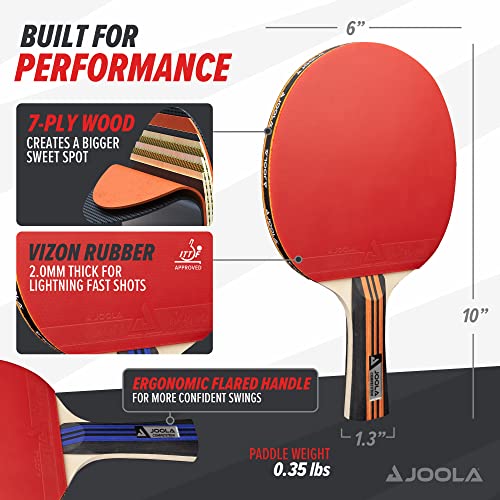 JOOLA Advanced Premium Ping Pong Paddles Set of 4 - Professional Table Tennis Paddles, 6 Advanced Training 3 Star Ping Pong Balls, and Carrying Case - Tournament Level - Indoor and Outdoor Compatible - size: One Size, style: 4 Player | Advanced Set