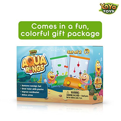 YoYa Toys Aqua Rings Handheld Water Game - Set of 2 - Water Ring Toss and Basketball Hoop Toy - Gift for Ages 3 4 5 6 7 8 9 - Nostalgic 80's 90's Retro Mini Games - Fun Car Road Trip Travel Activities