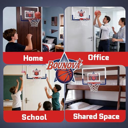 Bounova Indoor Over the Door Basketball Hoop, Large 20" x 13" Backboard, 12.6" Breakaway Rim Fits All Basketball Sizes, for Home Dorm Office