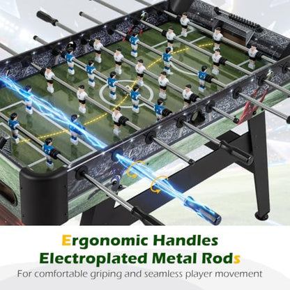 Goplus 54 Inch Full Size Foosball Table, Soccer Game Table with 2 Balls, 22 Players, Ergonomic Handles, Adjustable Leg Levelers, Competition Size Arcade Foosball Table for Home Game Room Adults