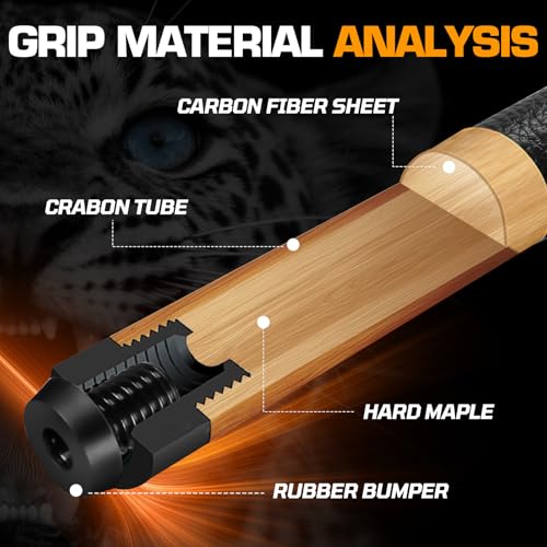 Banly Carbon Fiber Pool Cue Stick 12.5mm Time Crystal Tip, Low Deflection Pool Cue Professional Billiard Cue Sticks with Gift Box - color: 1-Ebony Wood