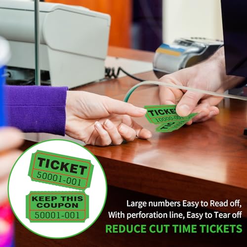 L LIKED Raffle Tickets Double Rolls 1000 Per Roll 50/50 Raffle Tickets for Events,Carnivals, Entry, Class Reward, Prizes(Green) - color: 1000 Green