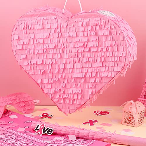 Deekin Piñata Stick with Blindfold Confetti Set Piñata for Valentine's Day Birthday Party Decorations Party Gaming Theme Holiday Celebration Supply(Pink Heart) - style: Pink Heart
