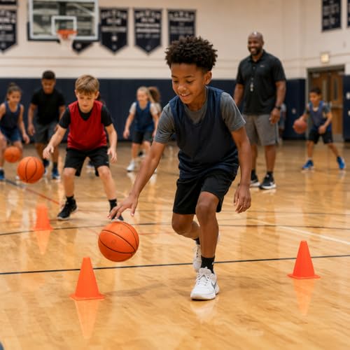 The Dreidel Company 7" Mini Rubber Basketball for Kids – Size 3 Youth Indoor Outdoor Basketball with Easy Grip Pebbled Texture for Mini Hoops, Toddlers and Beginner Ballers - size: 12-Pack