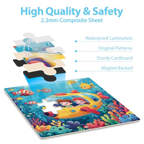 Space Ocean Train Magnetic Puzzles for Toddlers, Ages 3-5, 20-25-30 Pieces, Travel Jigsaw Puzzles, Preschool Learning Toys - style: Space