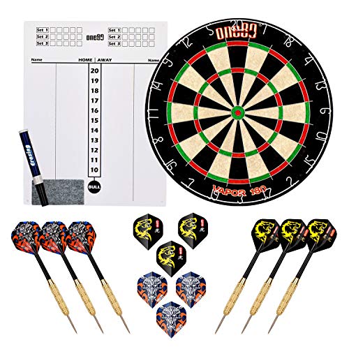 ONE80 Vapor 180 Bristle Dartboard Staple Free Bullseye Steeltip Darts Extra Flights - style: with Scoreboard