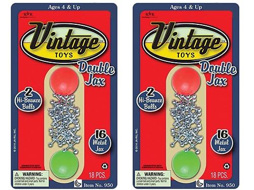JA-RU Vintage Toys Metal Jacks Set (2 Pack) w/Two Bouncy Balls. Retro Classic Mini Jax Games Family. Bulk Party Favors, Pinata Filler, Birthday Stocking Stuffers. 950-2s - size: 2 Sets