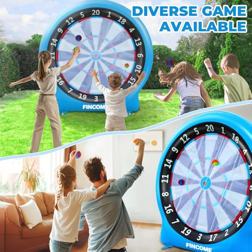 Giant Inflatable Dartboard, Kick Darts Outdoor Indoor Soccer Dartboard Game Golf Dart Throw Darts with Pump, Giant Dart Board Target Yard Games for Kids & Adults 20+Games - style: Blue Dartboard