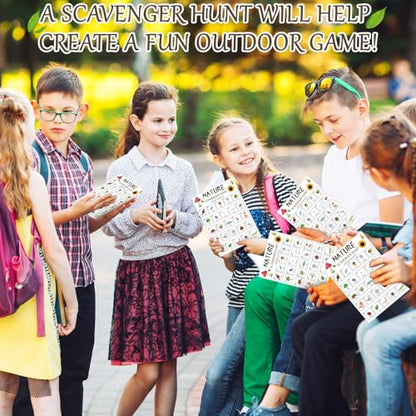 Hoolerry 30 Pcs Scavenger Hunt for Kids Road Trip Game Car Spring Summer Wedding Scavenger Hunt Cards Travel Activities Camping Games Outdoor Indoor Seek Activity for Kids Adults (Nature) - style: Nature