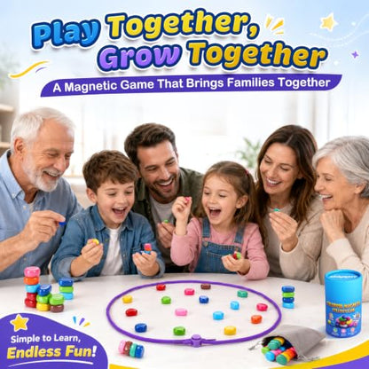 Magnet Game with String, 30 Colorful Magnetic Stones, Portable Magnetic Chess Strategy Set for 2-6 Players, Family Game Night, Travel, Camping, Party, Storage Bag and Instructions