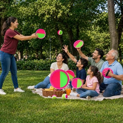 Toss and Catch Ball Set Boys Toys Outdoor Toys Yard Games Outside Games Beach Toys for Kids Ball and Catch Game with 4 Paddles and 4 Balls