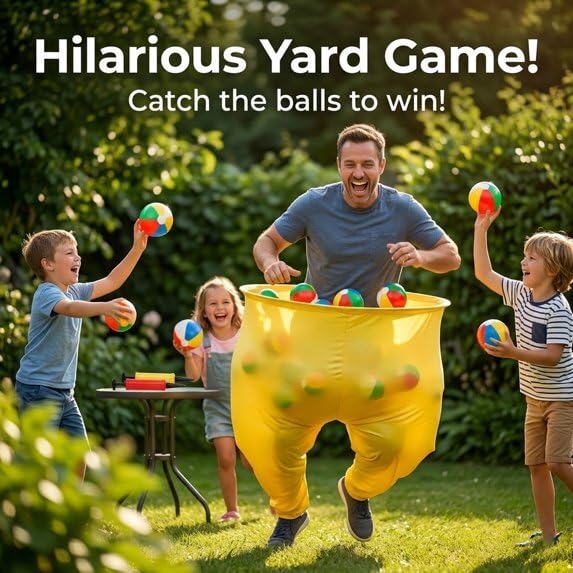 Granny Pants Yard Game Set - Giant Outdoor Games for Adults and Family, Funny Relay Race Party Games for Kids, Field Day Lawn Backyard Camping Games with Bouncy Balls