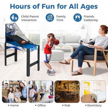 Giantex 6 in 1 Multi Game Table, Combo Game Table w/Basketball, Billiards, Ping Pong, Hockey, Shuffleboard, Bowling for Home, Game Room, Friends & Family, Combination Game Table Set for Adults Kids