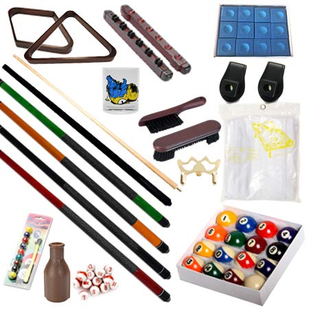 Pool Table - Premium Billiard 32 Pieces Accessory Kit - Pool Cue Sticks Bridge Ball Sets - color: Kit-6
