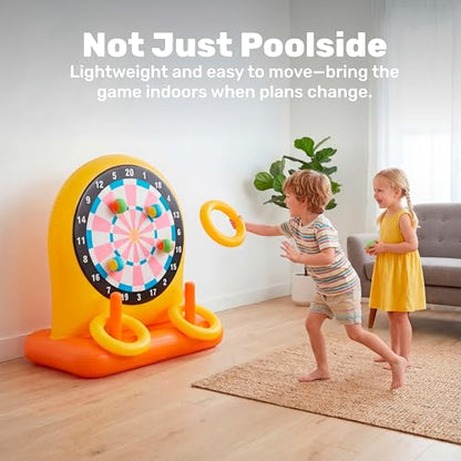 SLOOSH 2-in-1 Fun Pool Toys Set for Kids, Inflatable Dart Board & Ring Toss Game, Pool Floats Water Game Toys for Beach Yard Outdoor Ball Play, Party Birthday Gift for Kids Teen Adult
