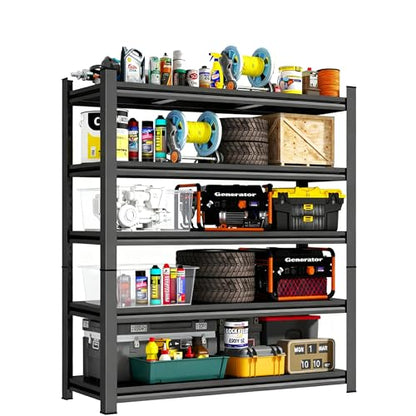 5-Tier Storage Shelves,2500 Lbs Metal Shelving Unit, Double-Layer Columns, Adjustable Reinforcing Shelves for Coffee Table in Living Room, Bedroom, Kitchen，Office(39.4''W*15.7''D*77.4''H)