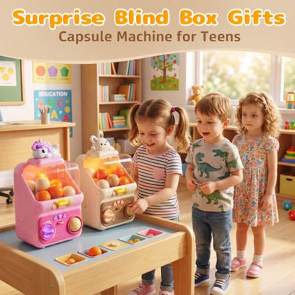 Skirfy Gumballs Machine Toy for Kids,15 PCS 1.77 in Capsules Light Up Vending Machine Operated Gumballs Prize Arcade Game Claw Machine Game Sensory Toys Dolls Gifts - color: White Bunny
