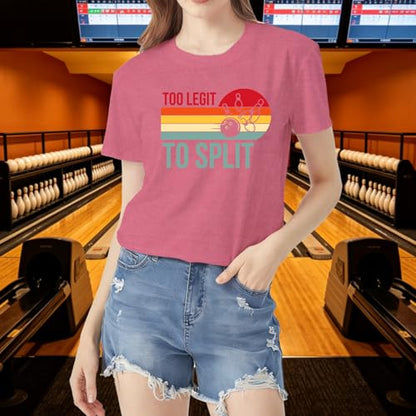 Bowling Shirts for Women Too Legit to Split T-Shirt Retro Sunset Bowler Bowling League Team Tee - color: Pink, size: Small