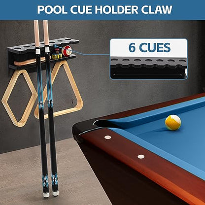 Pool Cue Holder Wall Mount for 7 Pool Sticks, Solid Wood Pool Cue Rack, Billiards Pool Cue Holder Claw Wall for Billiards Decor, Billiards Accessories, Pool Table Accessories Equipment, Black - style: WALL MOUNT