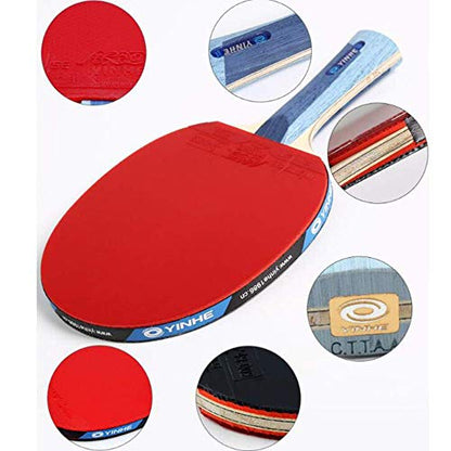 Professional Table Tennis Bat 5 Layers of Wood 2 Layers of Carbon Fiber Ping Pong Bat Suitable for for Players of All Levels/As Shown/Short Handle - size: Long handle