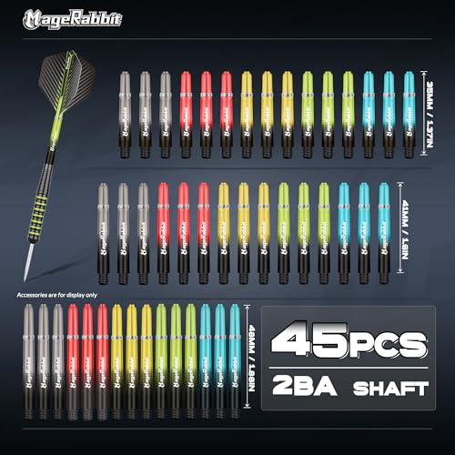 Dart Accessories Kit Including 36pcs Dart Flights 45pcs Dart Shafts for Steel/Soft Tip Darts,Sharpener, Dart Stems Remover Tool, 50 Metal Rings,50 Rubber Rings, Pack of 195pcs Accessories