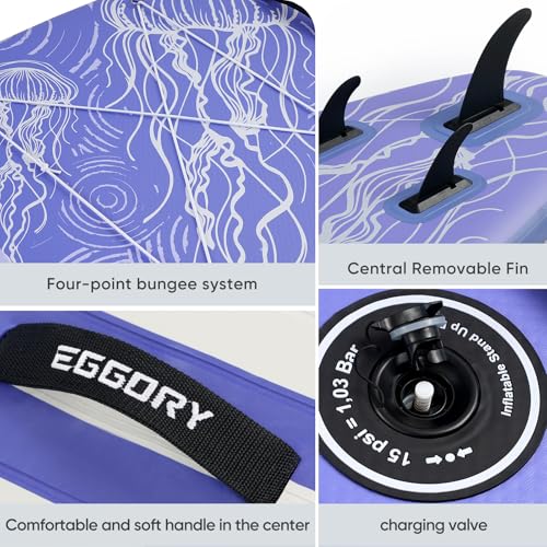 Inflatable Paddle Board,Stand Up Paddle Board Set, Extra Wide SUP Board with Removable Fin, Floating Paddle, Hand Pump, Waterproof Phone Pouch,Traveling Board - color: JF purple