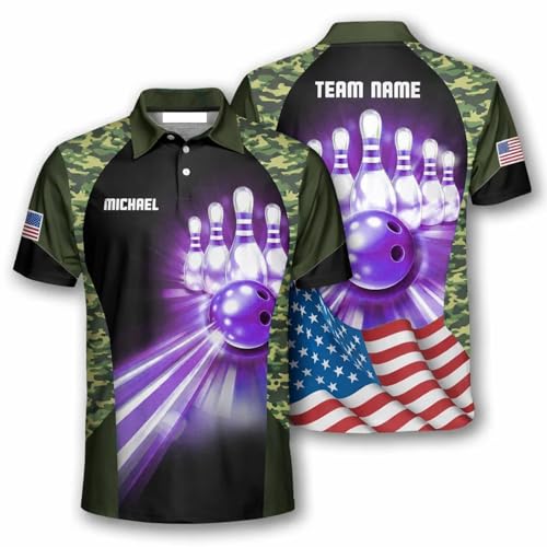 GABITA Personalized Bowling Jerseys for Men, Custom Bowling Polo Shirt, Bowling Shirts Gift for Bowler Team Player - color: A65