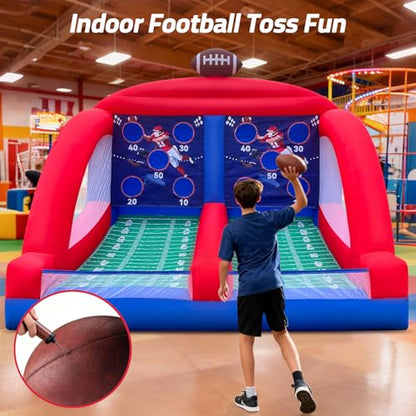 Inflatable Carnival Game Football Toss Game with 4 Inflatable Footalls, Throwing Target Game, Football Target Practice for Outdoor Event, Carnival