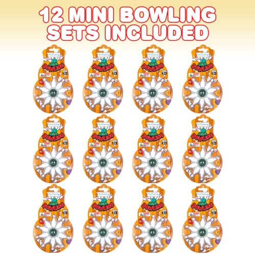 ArtCreativity Bowling Party Favors (Pack of 12) Each Set Includes 10 Miniature Pins and 1 Marble Ball, Mini Bowling Set, Mini Games for Kids and Adults, Fun Desk Toys
