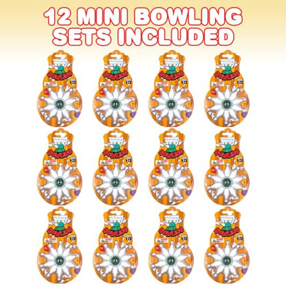 ArtCreativity Bowling Party Favors (Pack of 12) Each Set Includes 10 Miniature Pins and 1 Marble Ball, Mini Bowling Set, Mini Games for Kids and Adults, Fun Desk Toys