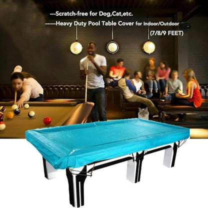 Pool Table Covers 9 Foot, Billiard Table Dust Cover, PVC Waterproof Cover Billiard Ball Cover Blue, Durable Waterproof Uv Protection Dust Storage Cover Billiard Dust Storage Cover