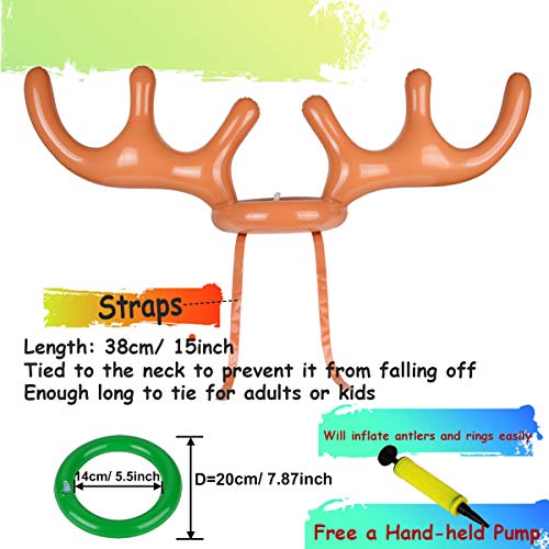2 Set Inflatable Reindeer Antlers Ring Toss Game, Christmas Games for Family Party Great for Adults and Kids - style: 2 PACK