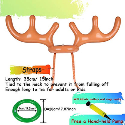 2 Set Inflatable Reindeer Antlers Ring Toss Game, Christmas Games for Family Party Great for Adults and Kids - style: 2 PACK