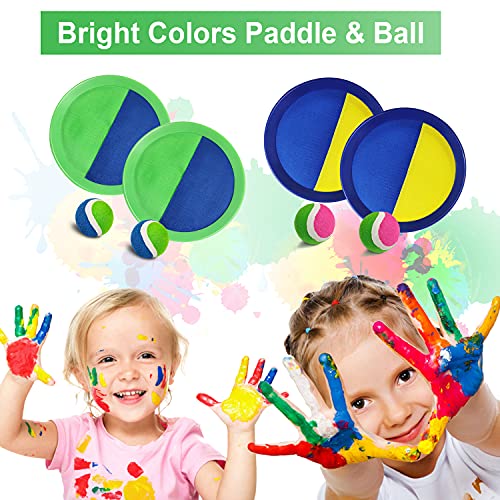 Jalunth Ball Catch Set Game Toss Paddle - Beach Toys Back Yard Outdoor Games Pool Backyard Target Throw Catch Sticky Set Age 3 4 5 6 7 8 9 10 11 12 Years Old Boys Girls Kids Easter Gifts Blue - color: Azure